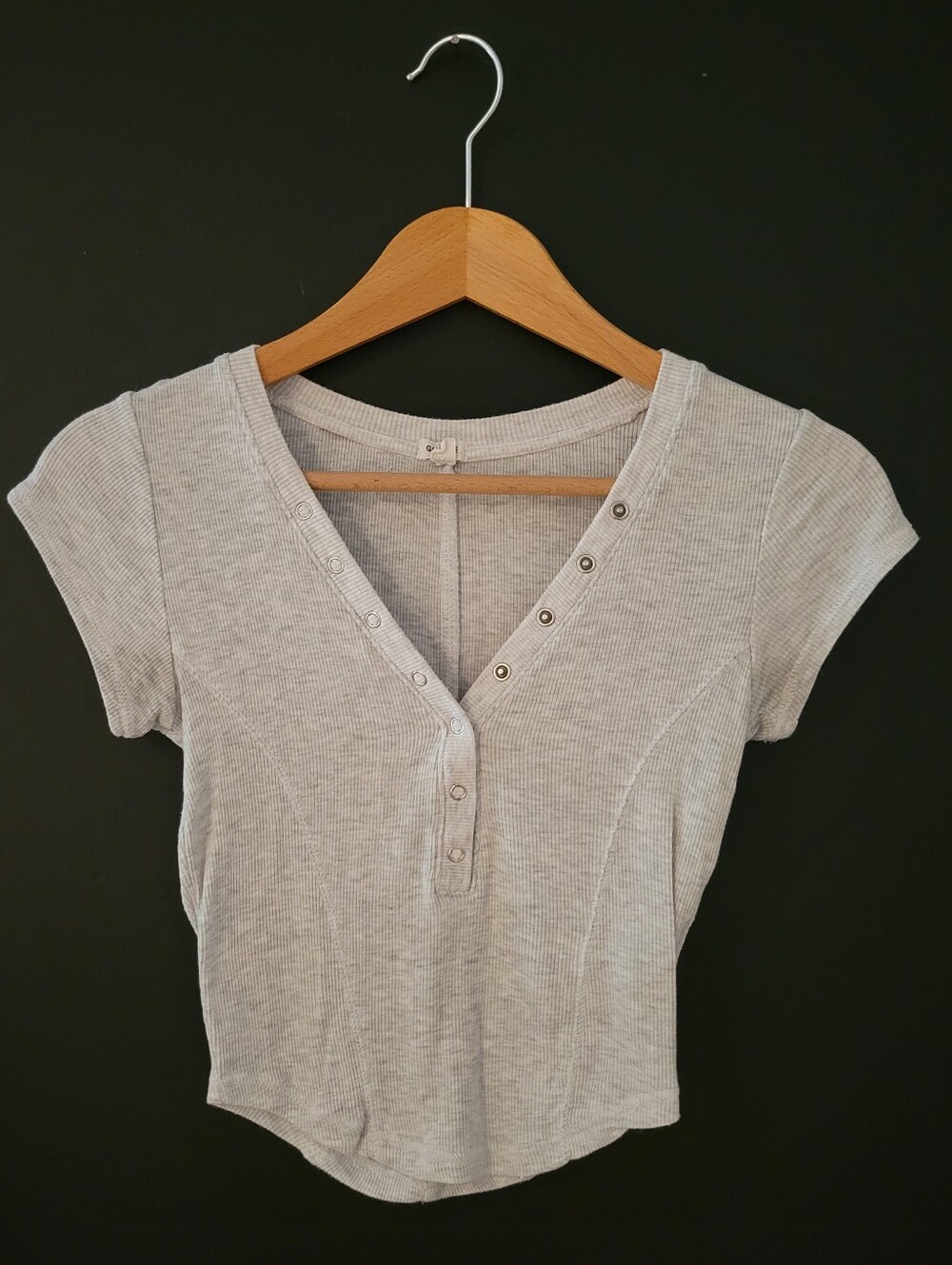 Garage White Ribbed Crewneck Top